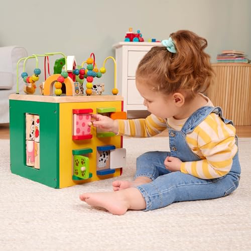 Battat - Activity Cube With Farm Theme - Educational Wooden Toys For Toddlers And Kids - 1 Year + Battat