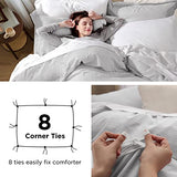 Bedsure Light Grey Duvet Cover Queen Size - 3 Pieces Prewashed Cotton-Like Extra Soft Bedding Set, Includes 1 Duvet Cover 90x90 Inches with Zipper Closure & 2 Pillow Shams, Comforter Not Included Bedsure