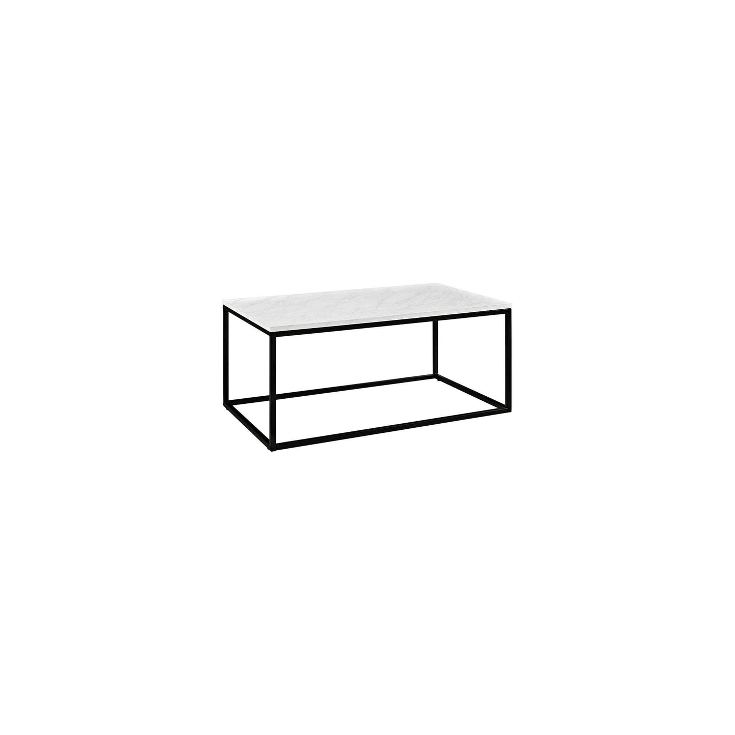 Walker Edison Modern Marble and Metal Frame Open Rectangle Coffee Accent Table Living Room Ottoman End Table, 42 Inch, Marble - WoodArtSupply