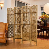 68.9Inch Folding Room Divider, 6 Panels Wood Carved Privacy Screens, Free Assembled Privacy Screen Decorative Partition for Home Office Restaurant (Dark Brown) Svimi