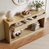 Treocho 63.9" Long Console Tables for Entryway, Farmhouse Entryway Table with Drawers, Narrow Sofa Table Behind Couch Table for Living Room, Entrance, Hallway, Natural Treocho