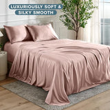 Bare Home Poly Satin Sheet Set - Twin Extra Long - Luxury Soft and Smooth Satin - for Hair and Skin - Breathable - Similar to Silk - Deep Pocket up to 15” - Bedding Sheet Set (Twin XL, Blush) Bare Home