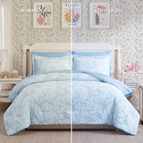 Geniospin Light Blue Queen Comforter Set for Girls- 7 Pieces Bowknot Jacquard Bed in A Bag Queen Bedding Sets with Sheets, Pillowcases & Shams, All Season Kids Comforter Set Geniospin