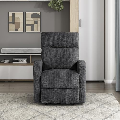 Lexicon Manual Recliner Chair, Textured Microfiber Reclining Chair, Wall Hugger, Track Arms, Magazine Pockets, Manual Recliner for Living Room/Office/Apartment, Easy Assembly, Dark Gray