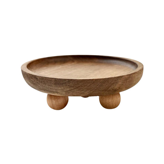 Vaveren Small Wooden Riser Wooden Pedestal for Display Tray Display Riser for Entry Table Farmhouse Kitchen Tabletop Centerpieces , Round 12.9x4cm