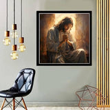 MOMDEDP DIY 5D Diamond Painting Kits for Adults: Jesus Diamond Painting Full Drill Beginners Craft Kits DIY Diamond Dots for Home Wall Decor Gifts 12x12inch Prayer MOMDEDP