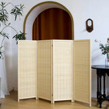 Pawlabay 4 Panel Short Panel Divider Screen,3.95 FT Tall Bamboo Room Divider Folding Privacy Screen,Short Panel Divider Freestanding Room Divider for Room Seperation,Beige PawlaBay