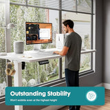 NEWBULIG Electric Standing Desk, Height Adjustable Sit Stand Up Desk, 63" X 24"Computer Workstation Rising Home Office Gaming Table with Memory Preset Splice Board, White NEWBULIG