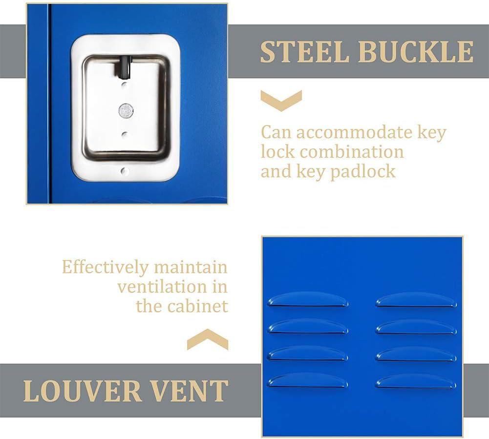 Greenvelly Metal Locker with 3 Doors, Tall Steel Storage Locker Cabinet for Employees, gym locker Storage Cabinets with lock and adjustable shelves for School, Home, Office, Garage (Black) Greenvelly