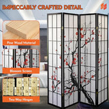 Legacy Decor 4-Panel Blossom Screen - Portable, Foldable Shoji Style Room Divider - Plum Blossom, Freestanding Room Privacy Dressing Screen - Temporary Wall Partition for Home, Office & Studio - Black Legacy Decor