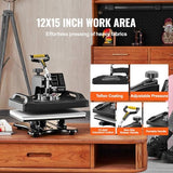 Upgrade Heat Press Machine ETL Quality & Safety Certificated 12 x 15 in 8 in 1 Heat Press Power-Saving Combo Multifunctional Sublimation 360掳Rotation Heat Press Shirt Printing Machine Black CooFel