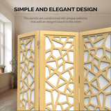 VINGLI 70'' H Room Divider, Non-Woven Fabric Privacy Screen, Indoor Partition Wall Dividers, Freestanding Hinged Space Separator with Modern Unique Pattern (Gold, 6 Panel) VINGLI
