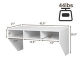 Giantex Wall Mounted Desk Floating Computer Desk, Writing Study Table W/3 Storage Shelves, Laptop PC Table for Living Room, Bedroom, Office (White) Giantex