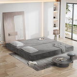 80" Folding Convertible Fold Out Sleeper Sofa Bed King Size , 5 in 1 DIY Combination Floor Couch Cozy Lounge Daybed with Curved Armrest and Throw Pillows for Living Room Apartment Chenille Fabric Eafurn