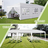 10x30ft Outdoor Tents Party Wedding Canopy Tent, White Canopy Tent Large Canopy Tents for Parties, Outdoor Patio Garden Gazebo Canopy Tents with 8 Removable Sidewalls for Backyard Events SEALAMB