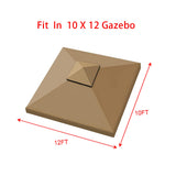 Hugline Outdoor Replacement Canopy Top Double Tier Gazebo Roof Cover for Lowe's Allen Roth 10x12 Gazebo #GF-12S004B-1 (Khaki) Hugline