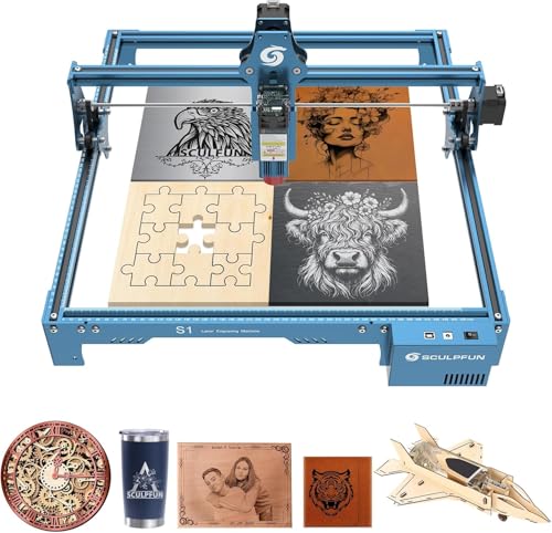SCULPFUN S1 Laser Engraver, Engraving Machine with 0.01mm High Precision, High Speed Laser Cutter for Wood Metal and Leather, Engraving Area 410 * 420mm SCULPFUN