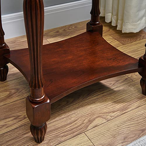 MODERION Solid Wood Side Table with Drawer and Storage Shelf, Traditional End Table, Narrow Telephone Nightstand, Carvings Elegant Vintage, for Living Room, Bedroom, Office Cherry Walnut GBJ1 - WoodArtSupply