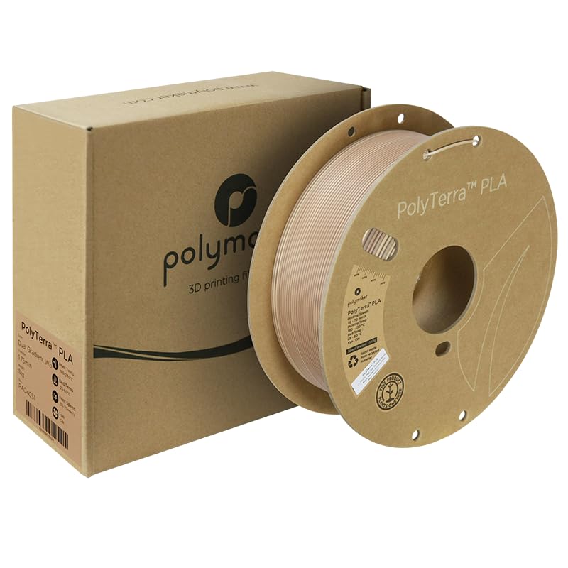 Polymaker Dual Color Matte PLA Filament 1.75mm Gradient Wood, Coextrusion 1.75 PLA 3D Printer Filament 1kg - Experience a Unique Dichromatic Matte Finish with PolyTerra PLA 1.75mm (+/- 0.03mm - WoodArtSupply