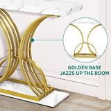 YITAHOME Gold Console Table, Modern Hallway Table for Entryway, 40 inch Entryway Tables Narrow Sofa Table for Living Room, Hallway, Faux Marble White YITAHOME