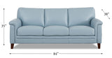 Hydeline Westcott Top Grain Leather Sofa Couch, 84", Spa Blue, Memory Foam and Pocket Coils Hydeline