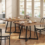 Tribesigns Square Commercial Dining Table Set of 6, 31.5" Heavy Duty Dinner Table with Metal Base, Wooden Kitchen Table for Restaurant, Cafe, Bakery, School, Apartment, Rustic Brown & Black Tribesigns