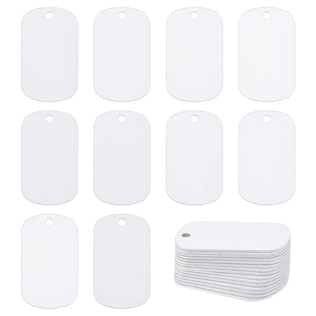 BENECREAT 25pcs Sublimation Aluminum Blank, Rectangle Aluminum Stamping Tag Blank Dog Tag Double Sided Transfer Tags for DIY Keychains, Pets Tags Project, 2x1" BENECREAT