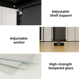 VCGGAIP Metal Display Cabinet with Glass Doors,4-Tier Curio Cabinet with Adjustable Shelves,21 DIY Color Lights Display Cases for Collectibles Figure VCGGAIP