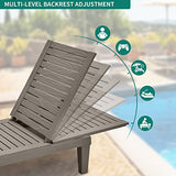 YITAHOME Chaise Outdoor Lounge Chairs with Adjustable Backrest, Multi-Functional Patio Loungers Easy Assembly & Lightweight, Waterproof Poolside Chaise Lounge with 265lbs Capacity, Set of 2, Taupe