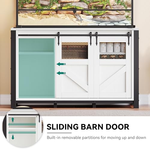 YITAHOME 120 Gallon Reptile Tank Stand with Power Outlets, Heavy Duty Large Reptile Tank Stand with Barn Door, Reptile Tank Turtle Terrariums Table for Accessories Storage,1100LBS Capacity YITAHOME