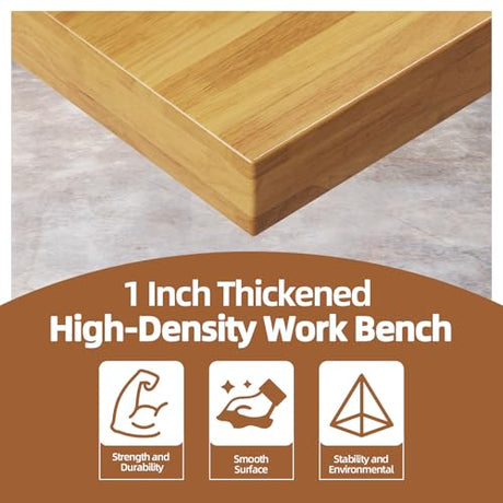 48” Chipboard Wood Work Bench Work Table, Metal Tool Heavy-Duty Adjustable Workbench, 3000 Lbs Capacity Tool Bench Workstation for Garage, Workshop climblocka