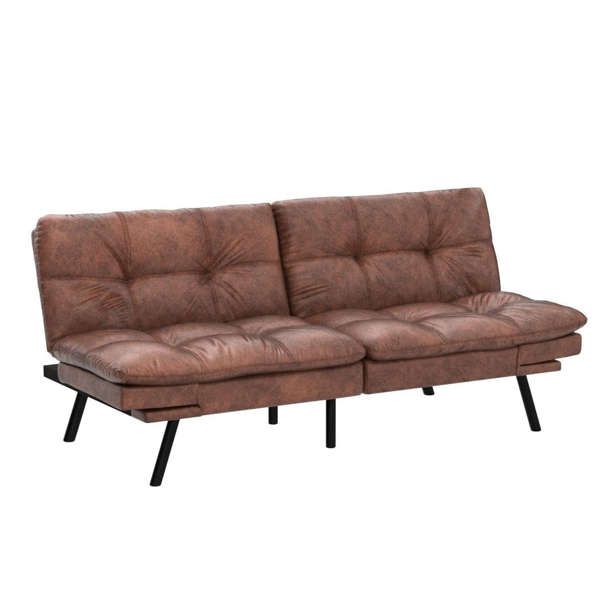 Opoiar Futon Sofa Bed,Lounge Memory Foam Sleeper Couch Room,Convertible Loveseat for Compact Living Spaces Studio Apartment,Dorm,Home Office,Thicker Version Sofabed, 71×33×31.5IN, Brown Opoiar