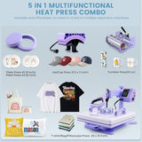 Whubefy Heat Press 15x15 inch 5 in 1 with 30OZ Tumbler Press, Slide Out 360° Swing Away Digital Shirt Press Machine, Industrial-Quality Heat Transfer Sublimation for T-Shirt/Tumbler/Mug/Hat/Cap/Plate Whubefy