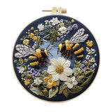 Huacan Embroidery Kit for Beginners Adults Includes Stamped Bees Pattern, Hoop, Color Threads,Tools,Easy to Follow Instruction