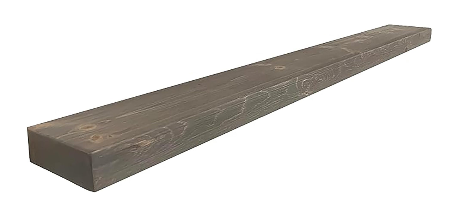 Joel's Antiques - 60 Inch Wooden Floating Shelves for Wall - Made of Natural Wood - Long Heavy Duty Rustic Fireplace Mantel & Book Shelf - Perfect for Living Room - Grey, Gray 60x6x2 in