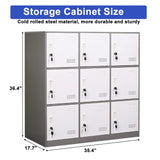 iCHENGGD Metal Locker 9 Door Storage Cabinet, Steel Storage Lockers for Employees, with Lock and Ventilation, Office School Gym Use (Grey) iCHENGGD