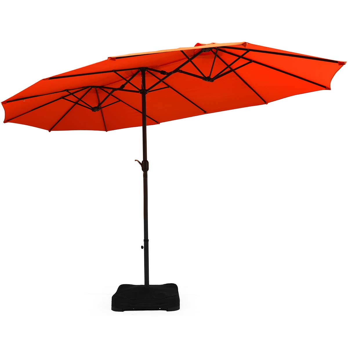Tangkula 15 Ft Patio Double Sided Umbrella with Base, Extra Large Market Outdoor Twin Table Umbrella with Crank Handle Tangkula