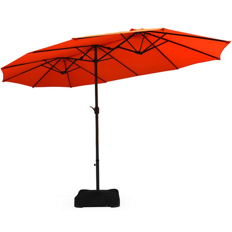 Tangkula 15 Ft Patio Double Sided Umbrella with Base, Extra Large Market Outdoor Twin Table Umbrella with Crank Handle Tangkula