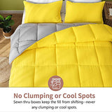 APSMILE Reversible Full/Queen Bed Comforter - All-Season Down Alternative Comforter, Ultra-Soft Cloud Fluffy Microfiber Quilt Duvet, Illuminating Yellow/Ultimate Gray APSMILE