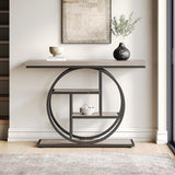 Little Tree Console Table, 4-Tier Entryway Table Behind Couch Table, 41.3-Inch Farmhouse Sofa Table for Living Room, Foyer Hallway Table for Entrance, Grey and Black LITTLE TREE