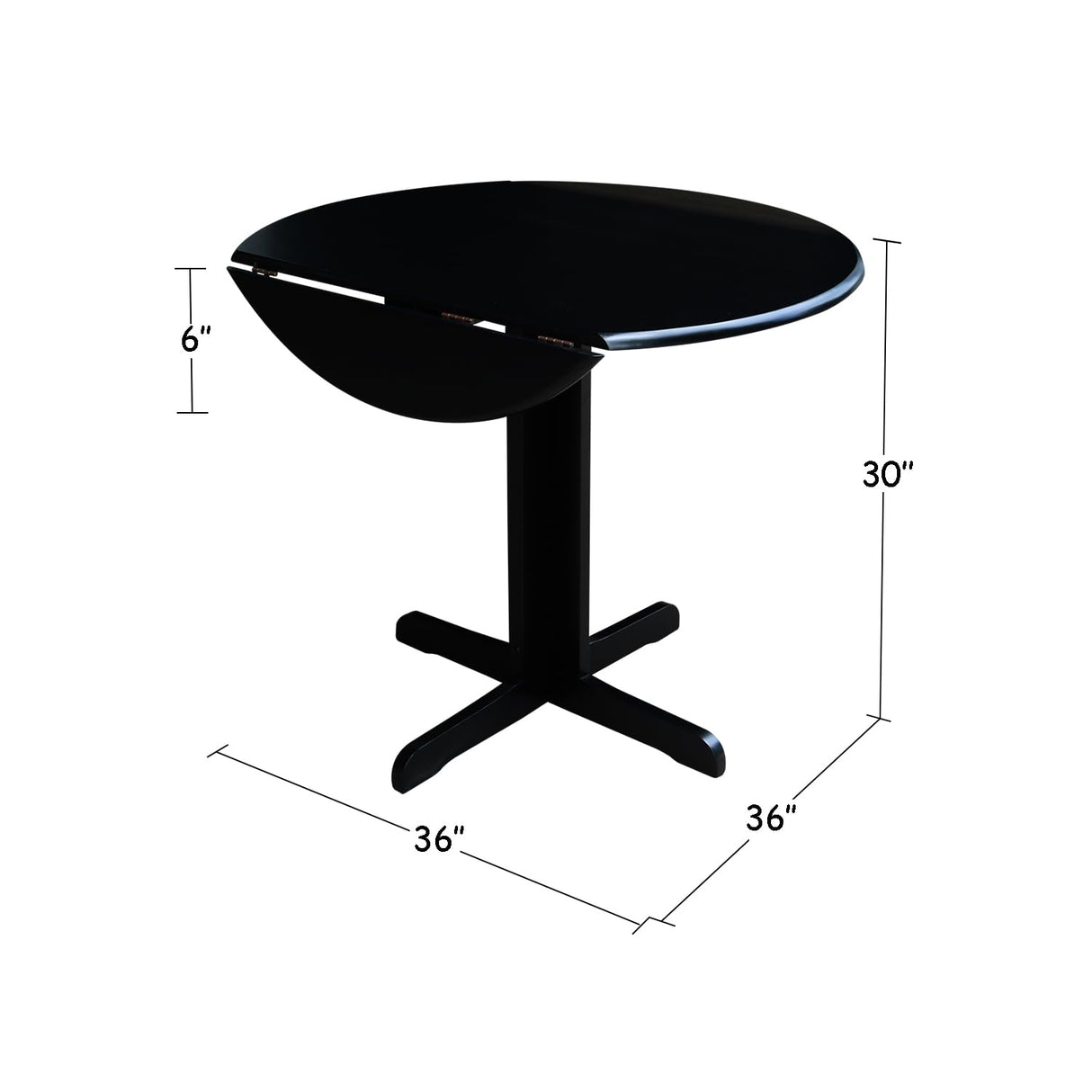 International Concepts Dual Drop Leaf Dining Table, 36-Inch, Black IC International Concepts