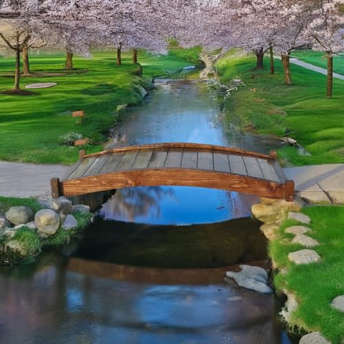 SamsGazebos Zen Japanese Style Wood Garden Bridges, 6', Brown - WoodArtSupply