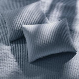 WDCOZY Blue Cross Stitch Twin Size Quilt Set, Striped Lightweight Soft Bedspread, Channel Farmhouse Rustic Coverlet, All Season Country Bedding, Thin Comforter WDCOZY