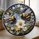 Huacan Embroidery Kit for Beginners Adults Includes Stamped Bees Pattern, Hoop, Color Threads,Tools,Easy to Follow Instruction