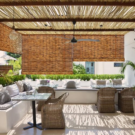 TOOKNIN Bamboo Roll-Up Window Blinds - Set of 2, 47" W x 71" H Brown Bamboo Shades for Enhanced Privacy and Sun Protection TOOKNIN