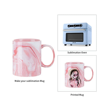 PYD Life 8 Pack Sublimation Mugs Blanks 11 OZ Pink Marble Texture Coffee Mugs Ceramic Photo Cups Bulk for Cricut Mug Press Print for Mother's Day Gifts