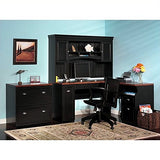 Bush Furniture Fairview L-Shaped Wood Home Office Set in Black Bush Business Furniture