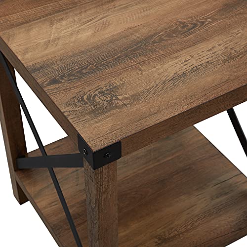 Walker Edison Sedalia Modern Farmhouse Metal-X Side Table Set, 2 Pack, Rustic Oak - WoodArtSupply