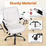NEO CHAIR Office Desk Computer Chair Ergonomic Executive Mid-Back Leather Gaming Chair with Adjustable Flip-Up Armrests Wheels Swivel for Home Study Task (White) NEO CHAIR