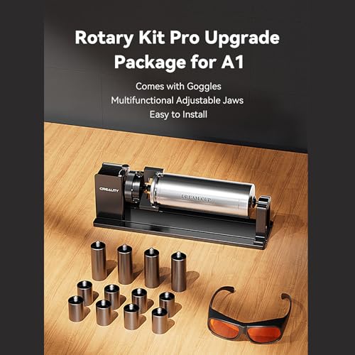 Laser Rotary Roller Pro, Y-axis Rotary Chuck for Creality Series Laser Engraver, Suitable for Engraving Cylindrical Objects, Rotary Kit Includes M6 Raiser for Falcon A1, Professional Goggles BOEICA